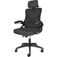 VOUNOT® Bürostuhl ergonomisch, Schreibtischstuhl mit Einstellbarer Kopfstütze Schwarz von VOUNOT