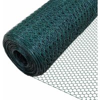 VOUNOT® Drahtzaun Sechskantgeflecht, Maschendrahtzaun, 1x25m, Maschenweite 25mm, PVC-Beschichtet Grün von VOUNOT