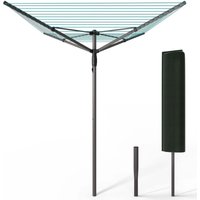 VOUNOT® Draußen Wäschespinne mit 45m Wäscheleine inkl. Bodenhülse und Schutzhülle, Grau-Blau von VOUNOT