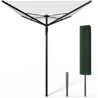 VOUNOT® Draußen Wäschespinne mit 45m Wäscheleine inkl. Bodenhülse und Schutzhülle, Schwarz-Grau von VOUNOT