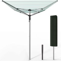 VOUNOT® Draußen Wäschespinne mit 45m Wäscheleine inkl. Bodenhülse und Schutzhülle, Silber-Grün von VOUNOT