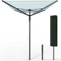 VOUNOT® Draußen Wäschespinne mit 50m Wäscheleine inkl. Bodenhülse und Schutzhülle, Grau-Blau von VOUNOT