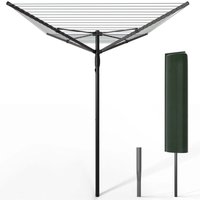 VOUNOT® Draußen Wäschespinne mit 50m Wäscheleine inkl. Bodenhülse und Schutzhülle, Schwarz-Grau von VOUNOT