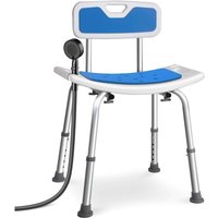 VOUNOT® Duschstuhl mit Rückenlehne, ergonomischer Duschhocker für Senioren, höhenverstellbar 70–83cm, Blau von VOUNOT