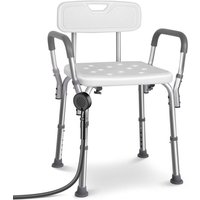 VOUNOT® Duschstuhl mit Rückenlehne & Armlehnen, ergonomischer Duschhocker für Senioren, höhenverstellbar 71–83.5cm,Weiß von VOUNOT