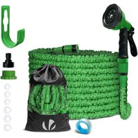 VOUNOT® Flexibler Gartenschlauch 15m, Flexibel Wasserschlauch Dehnbarer mit 10 Sprühfunktionen, Grün von VOUNOT