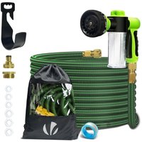 VOUNOT® Flexibler Gartenschlauch 15m, Flexibel Wasserschlauch Dehnbarer mit 8 Sprühfunktionen & Spülmittelbehälter, Grün von VOUNOT