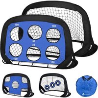 VOUNOT® Fußballtor für Kinder 2er Set, 4 in 1 Klappbares Pop Up Tor 120x80x80cm von VOUNOT