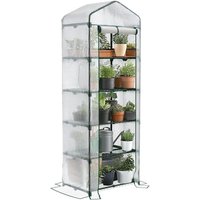 VOUNOT® Gewächshaus Foliengewächshaus, 5 Etagen Treibhaus Gartenhäuschen Weiß 69x49x193cm von VOUNOT