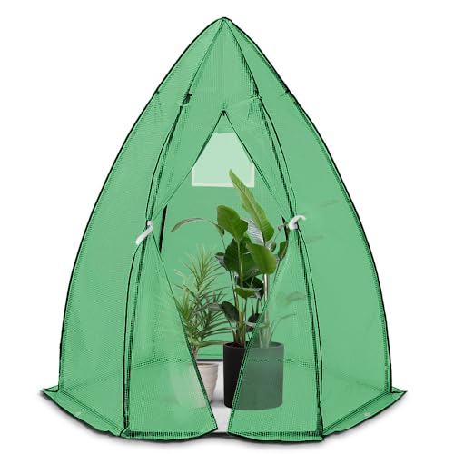 VOUNOT® Gewächshaus Foliengewächshaus für Balkon, Garten, überwinterungszelt für Pflanzen, Tomatengewächshaus Winterfest Stabil, 160x160x180cm Grün von VOUNOT