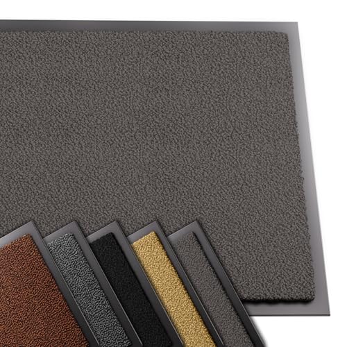 VOUNOT Hochwertige Fußmatte Innen und Außen, Schmutzfangmatte rutschfest,waschbar & wetterfest, Fussmatte für Eingangsbereich & Aussenbereich, Läufer Flur dünn 60x90cm, Anthracite von VOUNOT