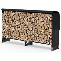 VOUNOT® Kaminholzregal Aussen aus Metall mit wasserdichte Abdeckung, 200x116x26 cm, Schwarz von VOUNOT