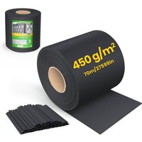 VOUNOT® PVC Sichtschutzstreifen für Doppelstabmatten 70m x 19cm, 40 Befestigungsclips, Schwarz von VOUNOT