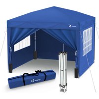 VOUNOT® Pavillon 3x3m mit 4 Seitenteilen & 4 Sandsäcke, Pop Up Faltpavillon, Faltbar Gartenzelt Partyzelt, inkl. Tasche, Blau von VOUNOT