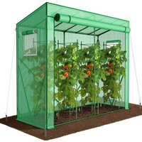 VOUNOT® Schrägdach Gewächshaus Foliengewächshaus 200x77x170cm für Gemüse, Blumen & Obst, 135g/m², Grün von VOUNOT