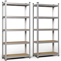 VOUNOT® Schwerlastregal 2er Set, Regal Lagerregal Kellerregal, 150x70x30cm, 5 Böden, 875kg belastbar von VOUNOT