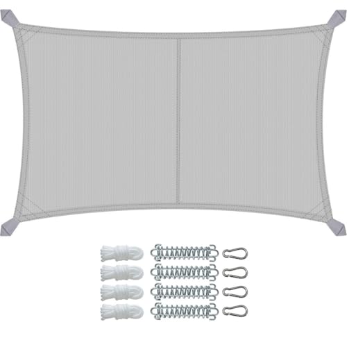 VOUNOT® Sonnensegel Rechteckig mit Befestigung Set, Wasserdicht Sonnenschutz Wetterbeständig, für Balkon Garten Terrasse, 3x5m, Hellgrau von VOUNOT