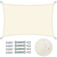 VOUNOT® Wasserdicht Sonnensegel Rechteckig mit Befestigung Set, 3x2m, Beige von VOUNOT