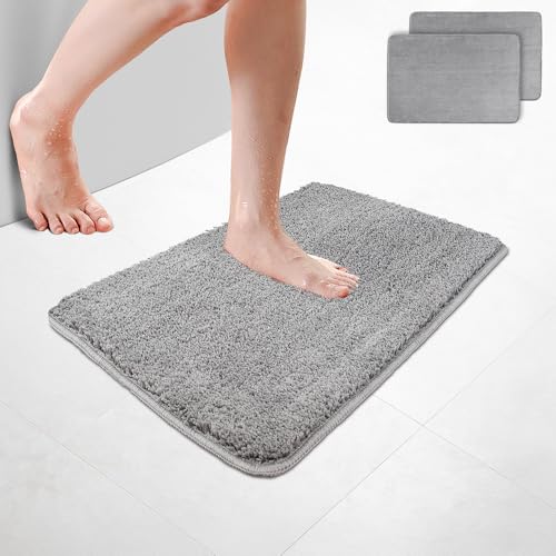 VOUNOT 2er-Set Badematte rutschfeste, Mikrofaser Saugfähig Badezimmerteppich, Flauschig & schnelltrocknend Maschinenwaschbar Badteppich, Super Weich Fußmatte Duschvorleger 40x60cm Grau VOUNOT 2er-Set Badematte rutschfeste, Mikrofaser Saugfähig Badezimmerteppich, Flauschig & schnelltrocknend Maschinenwaschbar Badteppich, Super Weich Fußmatte Duschvorleger 40x60cm Grau von VOUNOT