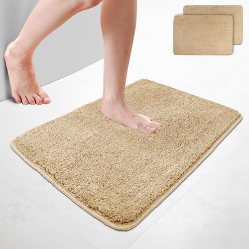 VOUNOT 2er-Set Badematte rutschfeste, Mikrofaser Saugfähig Badezimmerteppich, Flauschig & schnelltrocknend Maschinenwaschbar Badteppich, Super Weich Fußmatte Duschvorleger 50x80cm Beige VOUNOT 2er-Set Badematte rutschfeste, Mikrofaser Saugfähig Badezimmerteppich, Flauschig & schnelltrocknend Maschinenwaschbar Badteppich, Super Weich Fußmatte Duschvorleger 50x80cm Beige von VOUNOT