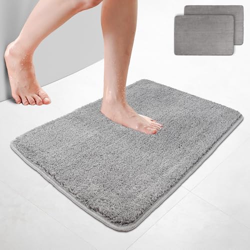 VOUNOT 2er-Set Badematte rutschfeste, Mikrofaser Saugfähig Badezimmerteppich, Flauschig & schnelltrocknend Maschinenwaschbar Badteppich, Super Weich Fußmatte Duschvorleger 50x80cm Grau VOUNOT 2er-Set Badematte rutschfeste, Mikrofaser Saugfähig Badezimmerteppich, Flauschig & schnelltrocknend Maschinenwaschbar Badteppich, Super Weich Fußmatte Duschvorleger 50x80cm Grau von VOUNOT