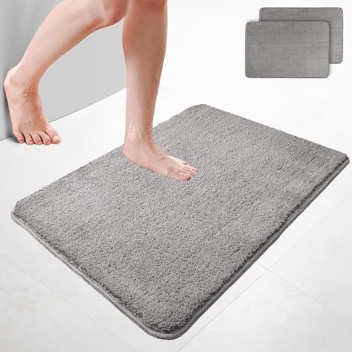 VOUNOT 2er-Set Badematte rutschfeste, Mikrofaser Saugfähig Badezimmerteppich, Flauschig & schnelltrocknend Maschinenwaschbar Badteppich, Super Weich Fußmatte Duschvorleger 60x90cm Grau VOUNOT 2er-Set Badematte rutschfeste, Mikrofaser Saugfähig Badezimmerteppich, Flauschig & schnelltrocknend Maschinenwaschbar Badteppich, Super Weich Fußmatte Duschvorleger 60x90cm Grau von VOUNOT