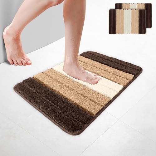 VOUNOT 2er-Set Badematte rutschfeste, Mikrofaser Weich Saugfähig Badezimmerteppich, Flauschig & schnelltrocknend Maschinenwaschbar Badteppich, Fußmatte mit Farbverlauf Duschvorleger 40x60cm Beige VOUNOT 2er-Set Badematte rutschfeste, Mikrofaser Weich Saugfähig Badezimmerteppich, Flauschig & schnelltrocknend Maschinenwaschbar Badteppich, Fußmatte mit Farbverlauf Duschvorleger 40x60cm Beige von VOUNOT