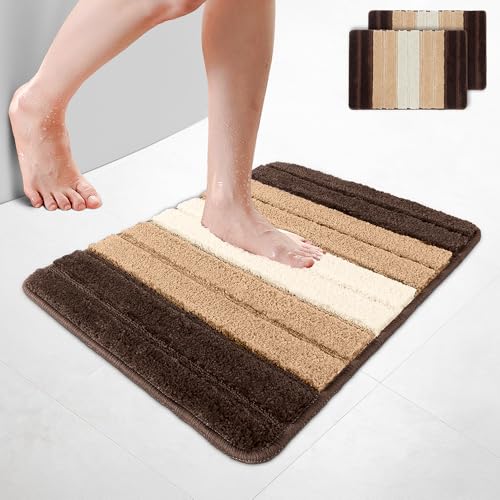 VOUNOT 2er-Set Badematte rutschfeste, Mikrofaser Weich Saugfähig Badezimmerteppich, Flauschig & schnelltrocknend Maschinenwaschbar Badteppich, Fußmatte mit Farbverlauf Duschvorleger 50x80cm Beige VOUNOT 2er-Set Badematte rutschfeste, Mikrofaser Weich Saugfähig Badezimmerteppich, Flauschig & schnelltrocknend Maschinenwaschbar Badteppich, Fußmatte mit Farbverlauf Duschvorleger 50x80cm Beige von VOUNOT