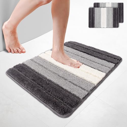 VOUNOT 2er-Set Badematte rutschfeste, Mikrofaser Weich Saugfähig Badezimmerteppich, Flauschig & schnelltrocknend Maschinenwaschbar Badteppich, Fußmatte mit Farbverlauf Duschvorleger 50x80cm Grau VOUNOT 2er-Set Badematte rutschfeste, Mikrofaser Weich Saugfähig Badezimmerteppich, Flauschig & schnelltrocknend Maschinenwaschbar Badteppich, Fußmatte mit Farbverlauf Duschvorleger 50x80cm Grau von VOUNOT