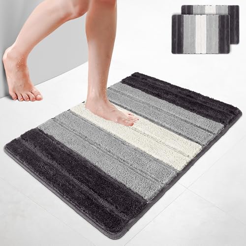 VOUNOT 2er-Set Badematte rutschfeste, Mikrofaser Weich Saugfähig Badezimmerteppich, Flauschig & schnelltrocknend Maschinenwaschbar Badteppich, Fußmatte mit Farbverlauf Duschvorleger 60x90cm Grau VOUNOT 2er-Set Badematte rutschfeste, Mikrofaser Weich Saugfähig Badezimmerteppich, Flauschig & schnelltrocknend Maschinenwaschbar Badteppich, Fußmatte mit Farbverlauf Duschvorleger 60x90cm Grau von VOUNOT