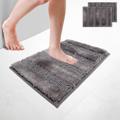 VOUNOT 2er-Set Chenille Badematte rutschfeste, Mikrofaser Saugfähig Badezimmerteppich, Flauschig & schnelltrocknend Maschinenwaschbar Badteppich, Super Weich Fußmatte Duschvorleger 40x60cm Grau VOUNOT 2er-Set Chenille Badematte rutschfeste, Mikrofaser Saugfähig Badezimmerteppich, Flauschig & schnelltrocknend Maschinenwaschbar Badteppich, Super Weich Fußmatte Duschvorleger 40x60cm Grau von VOUNOT