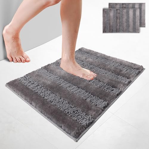 VOUNOT 2er-Set Chenille Badematte rutschfeste, Mikrofaser Saugfähig Badezimmerteppich, Flauschig & schnelltrocknend Maschinenwaschbar Badteppich, Super Weich Fußmatte Duschvorleger 50x80cm Grau VOUNOT 2er-Set Chenille Badematte rutschfeste, Mikrofaser Saugfähig Badezimmerteppich, Flauschig & schnelltrocknend Maschinenwaschbar Badteppich, Super Weich Fußmatte Duschvorleger 50x80cm Grau von VOUNOT