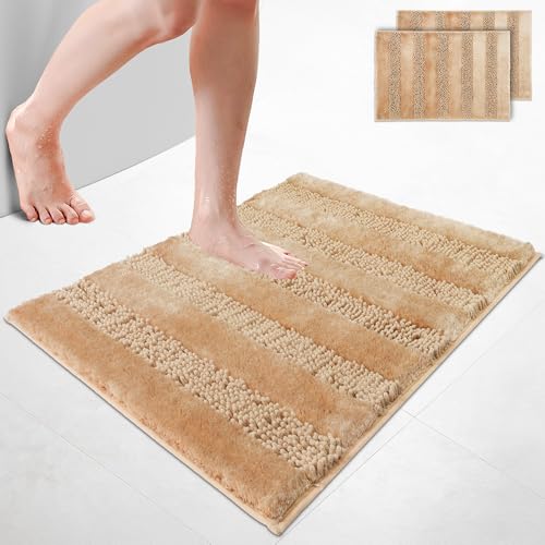 VOUNOT 2er-Set Chenille Badematte rutschfeste, Mikrofaser Saugfähig Badezimmerteppich, Flauschig & schnelltrocknend Maschinenwaschbar Badteppich, Super Weich Fußmatte Duschvorleger 60x90cm Beige VOUNOT 2er-Set Chenille Badematte rutschfeste, Mikrofaser Saugfähig Badezimmerteppich, Flauschig & schnelltrocknend Maschinenwaschbar Badteppich, Super Weich Fußmatte Duschvorleger 60x90cm Beige von VOUNOT
