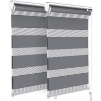 VOUNOT 2er Set Doppelrollo klemmfix ohne Bohren, Duo Rollo Klemmrollo für Fenster und Tür, 50x150 cm, Grau von VOUNOT