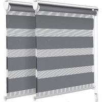 Vounot - 2er Set Doppelrollo klemmfix ohne Bohren, Duo Rollo Klemmrollo für Fenster und Tür, 90x150 cm, Grau von VOUNOT