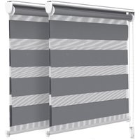 2er Set Doppelrollo klemmfix ohne Bohren, Duo Rollo Klemmrollo für Fenster und Tür, 90x150 cm, Grau - Vounot von VOUNOT