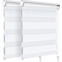 VOUNOT 2er Set Doppelrollo klemmfix ohne Bohren, Duo Rollo Klemmrollo für Fenster und Tür, 90x150 cm, Weiß von VOUNOT