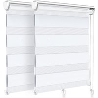 VOUNOT® 2er Set Doppelrollo klemmfix ohne Bohren, Duo Rollo Klemmrollo für Fenster und Tür, 90x150 cm, Weiß von VOUNOT