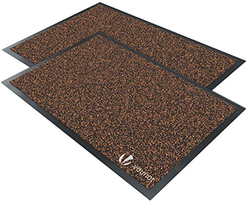 VOUNOT 2er-Set Fußmatte für Haustür Innen und Außen, Schmutzfangmatte Waschbar, Türmatte rutschfest, Braun-schwarz, 40x60cm von VOUNOT
