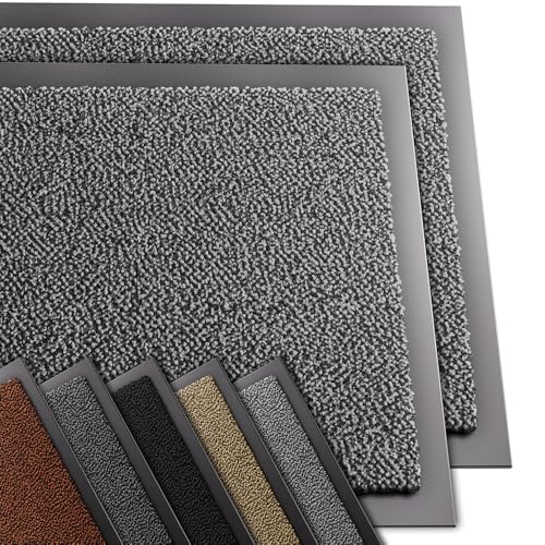 VOUNOT 2er-Set Hochwertige Fußmatte Innen und Außen, Schmutzfangmatte rutschfest,waschbar & wetterfest, Fussmatte für Eingangsbereich & Aussenbereich, Läufer Flur dünn 40x60cm, Anthracite von VOUNOT