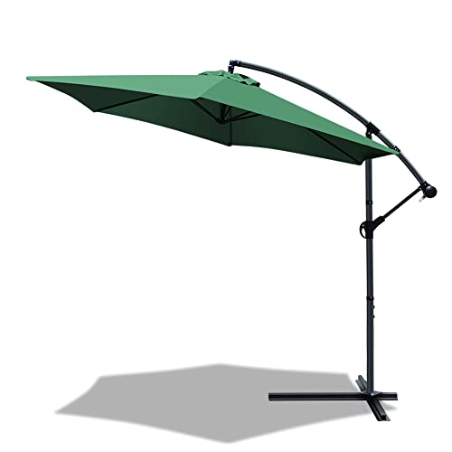 VOUNOT Ampelschirm 300 cm, Sonnenschirm mit Kurbelvorrichtung, Kurbelschirm mit Schutzhülle, Sonnenschutz UV-Schutz, Gartenschirm Marktschirm, Grün von VOUNOT