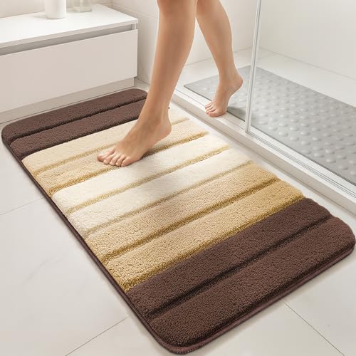 VOUNOT Badematte rutschfeste, Mikrofaser Weich Saugfähig Badezimmerteppich, Flauschig & schnelltrocknend Maschinenwaschbar Badteppich, Fußmatte mit Farbverlauf Duschvorleger 60x90cm Beige VOUNOT Badematte rutschfeste, Mikrofaser Weich Saugfähig Badezimmerteppich, Flauschig & schnelltrocknend Maschinenwaschbar Badteppich, Fußmatte mit Farbverlauf Duschvorleger 60x90cm Beige von VOUNOT