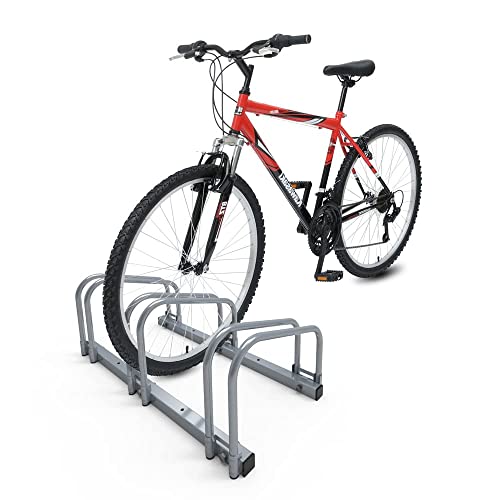 VOUNOT Fahrradständer, für 3 Fahrräder, Boden und Wandmontage, Aufstellständer Mehrfachständer, Silber von VOUNOT