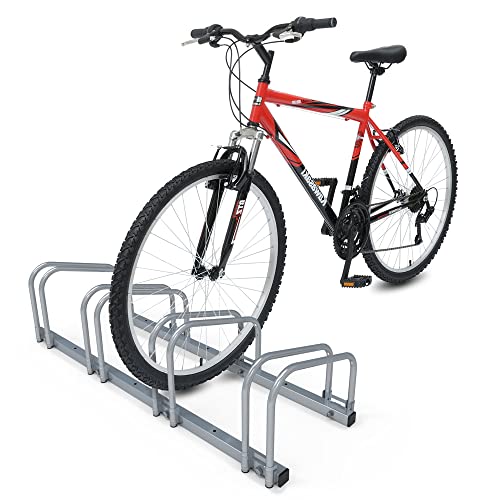 VOUNOT Fahrradständer, für 4 Fahrräder, Boden und Wandmontage, Aufstellständer Mehrfachständer, Silber von VOUNOT