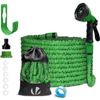 Vounot - Flexibler Gartenschlauch 15m, Flexibel Wasserschlauch Dehnbarer mit 10 Sprühfunktionen, Grün von VOUNOT