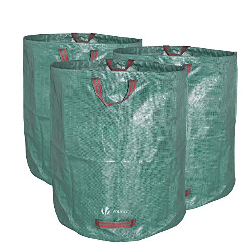 VOUNOT® Gartenabfallsack 272 Liter, 3er Gartensäcke für Grünabfall, Selbststehend und Falt, Laubsack Selbstaufstellend aus robustem Polypropylen-Gewebe (PP) 150gsm von VOUNOT