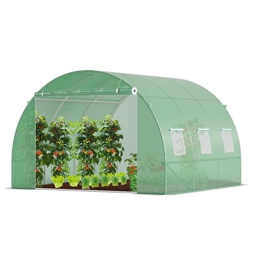 VOUNOT Gewächshaus Foliengewächshaus Winterfest Tomatenhaus Folientunnel, 3x3x2m 9m² von VOUNOT