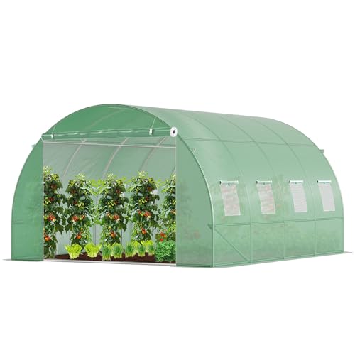 VOUNOT® Gewächshaus Foliengewächshaus Winterfest Tomatenhaus Folientunnel, 4x3x2m 12m² Grün von VOUNOT