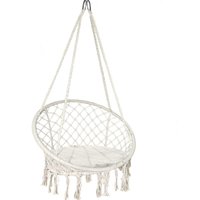 Vounot - Hängesessel mit Kissen, Boho Hängestuhl zum Aufhängen Hängeschaukel für Erwachsene und Kinder, Indoor und Outdoor, Beige von VOUNOT