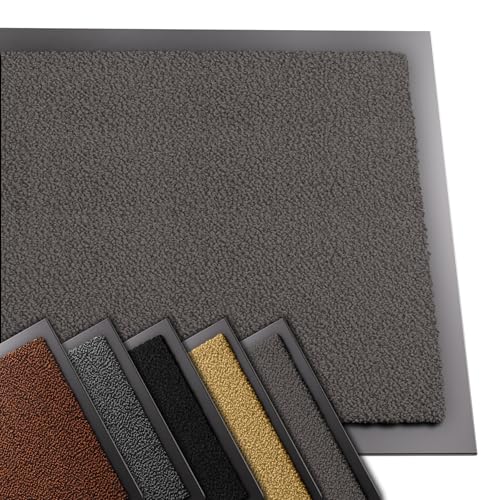 VOUNOT Hochwertige Fußmatte Innen und Außen, Schmutzfangmatte rutschfest,waschbar & wetterfest, Fussmatte für Eingangsbereich & Aussenbereich, Läufer Flur dünn 40x60cm, Anthracite von VOUNOT